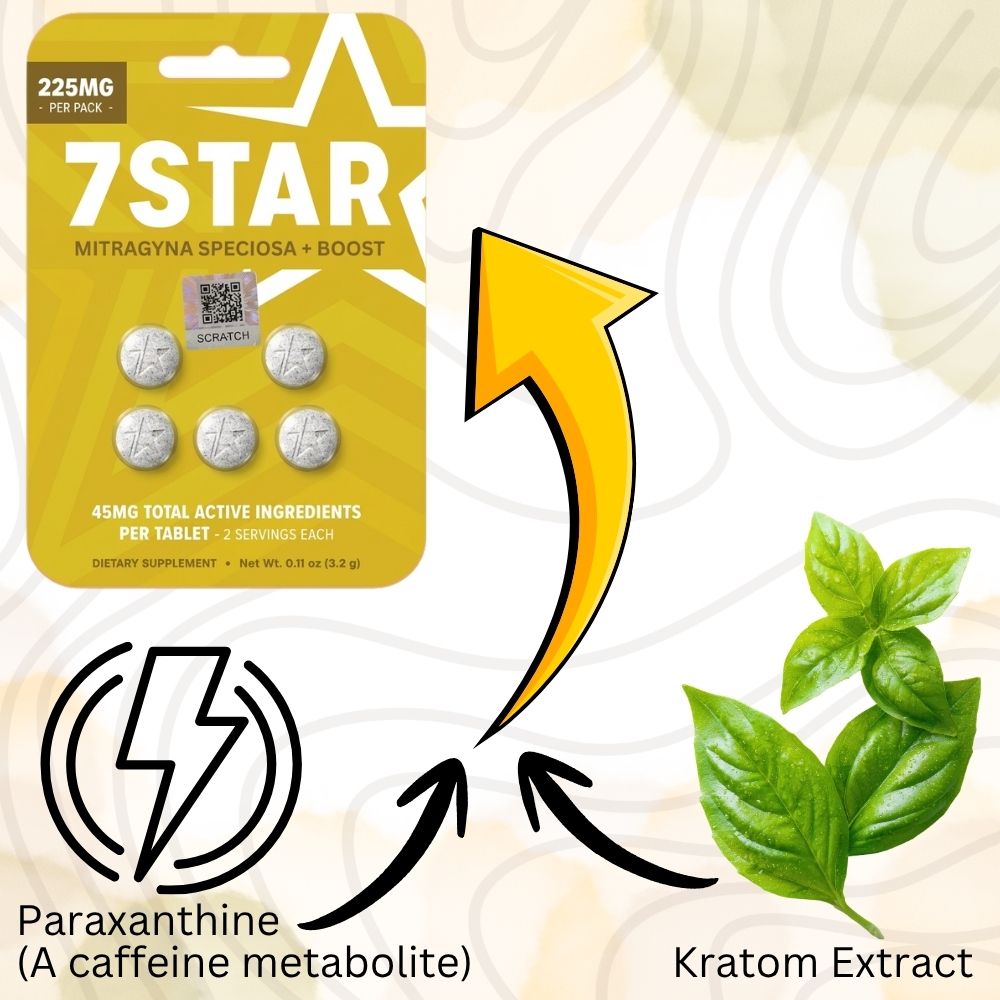 7 STAR Kratom ( Mitragyna Speciosa ) + Boost Extract 5 Count Pack - 7 Star 7 - hydroxymitragynine