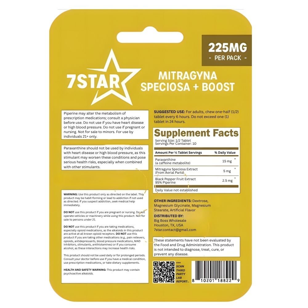 7 STAR Kratom ( Mitragyna Speciosa ) + Boost Extract 5 Count Pack - 7 Star 7 - hydroxymitragynine